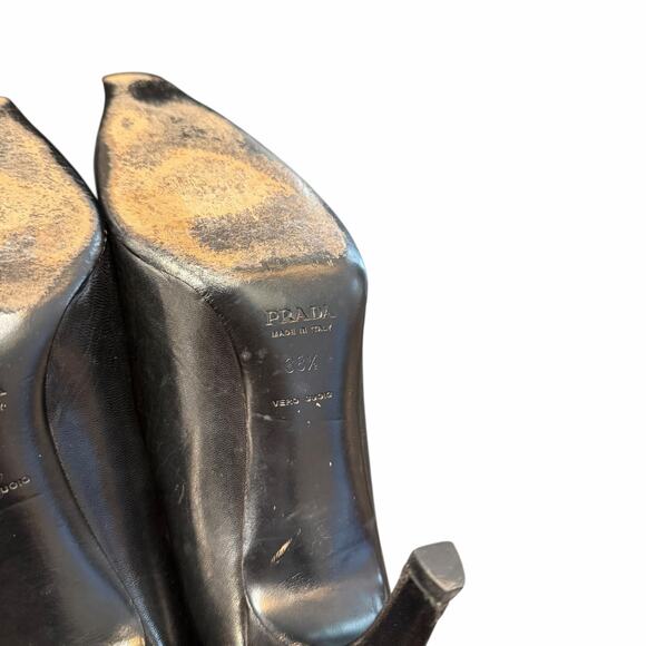 Vintage Prada Black Leather Heels Womens Size 38.5 / US 8.5 AS IS FLAWED - Picture 11 of 11